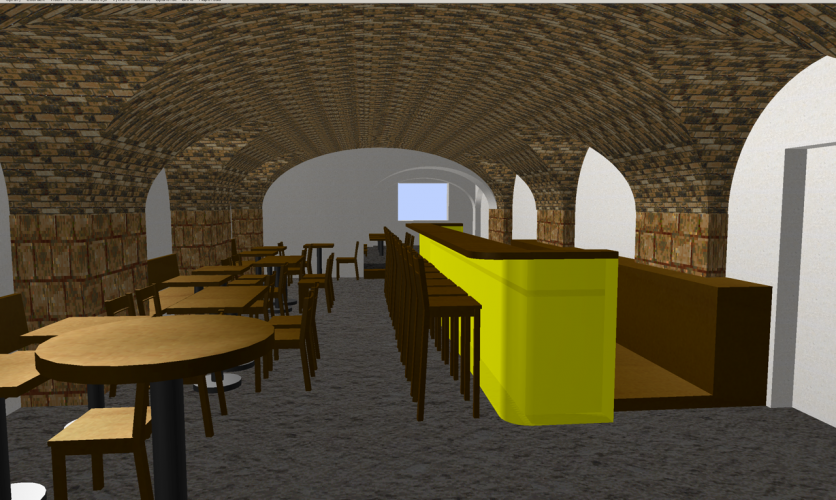 První vizualizace podoby Café baru.