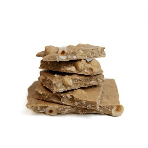 Lámaná karamelová čokoláda 30,4% s praženými lískovými ořechy - 100g