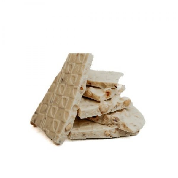 Lámaná bílá čokoláda 32% s praženými lískovými ořechy - 100g