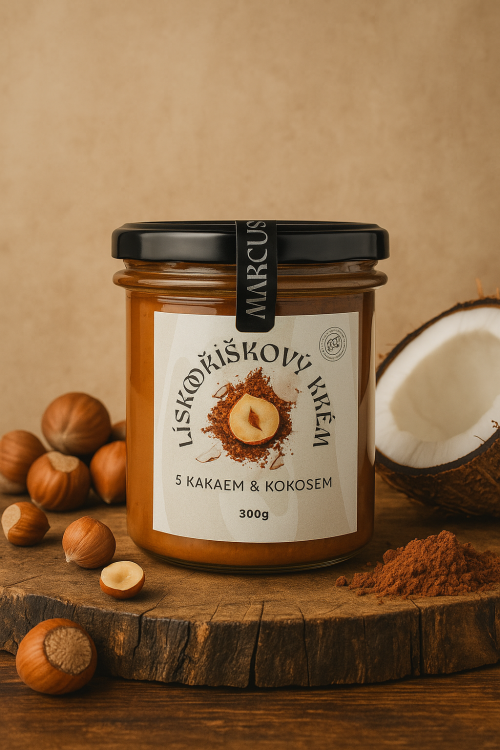 LÍSKOOŘÍŠKOVÝ krém 64% s BIO kakaem a BIO kokosem 300g