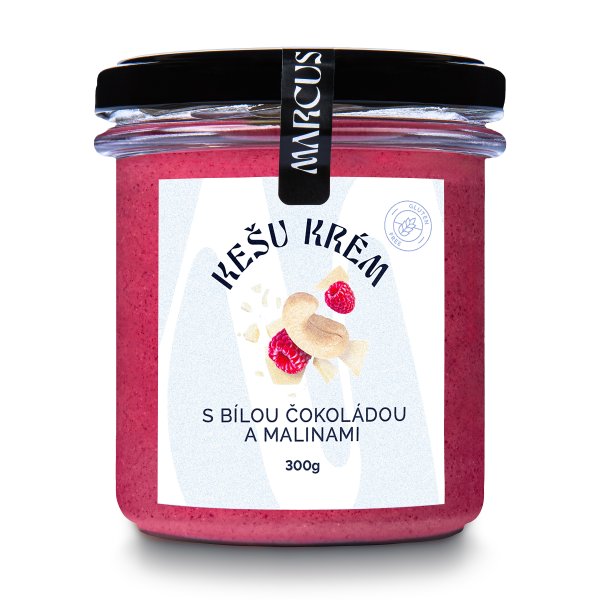 KEŠU krém 70% s bílou čokoládou a malinami 300g