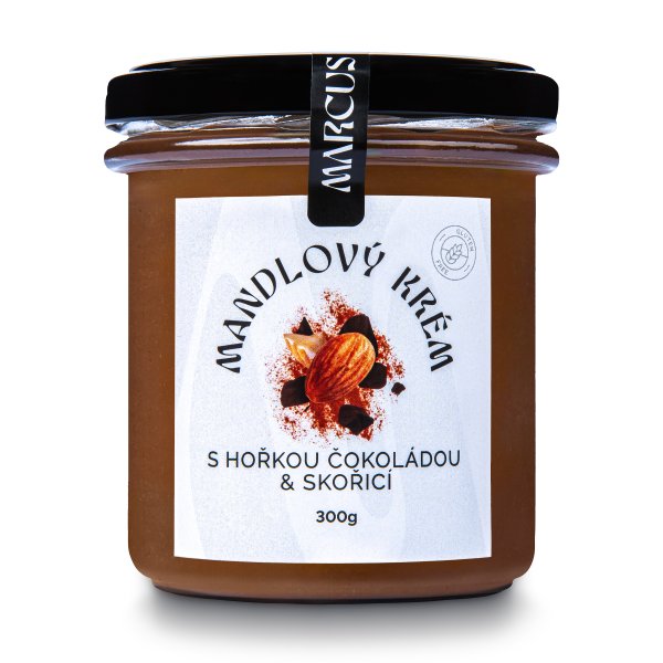 MANDLOVÝ krém s hořkou čokoládou 70% a skořicí 300g