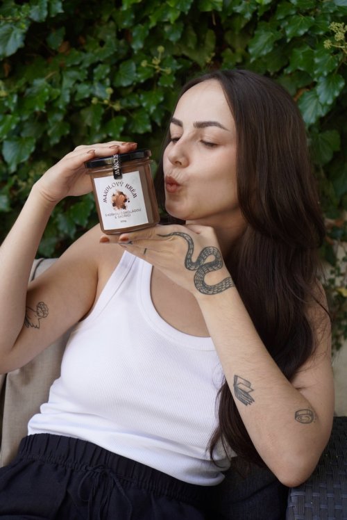 MANDLOVÝ krém s hořkou čokoládou 70% a skořicí 300g