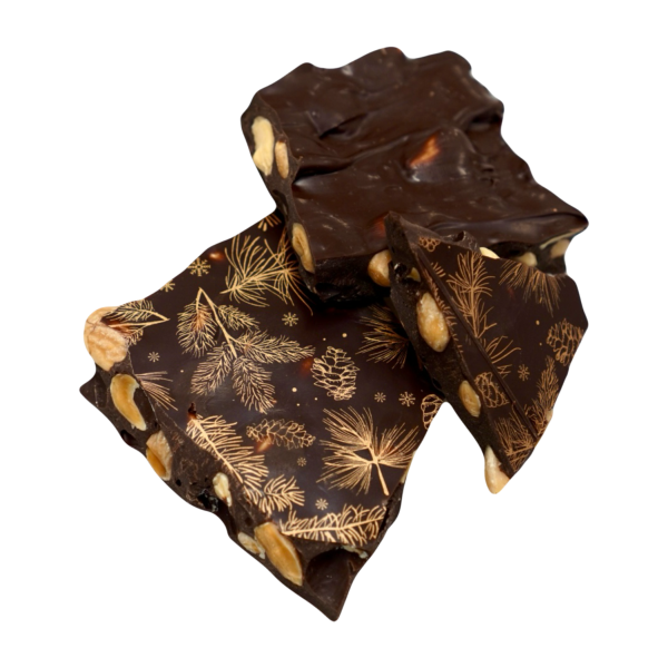 VÁNOČNÍ HOŘKÁ lámaná čokoláda s mandlemi - 100g