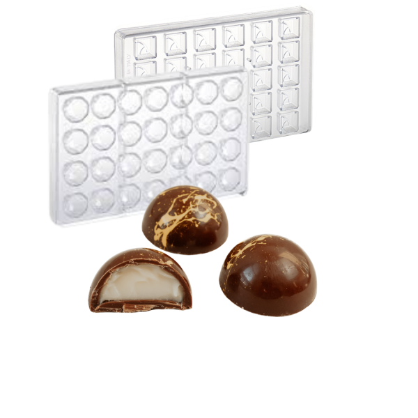 FORMA NA PRALINKY POLOKOULE - polykarbonátová (24ks)